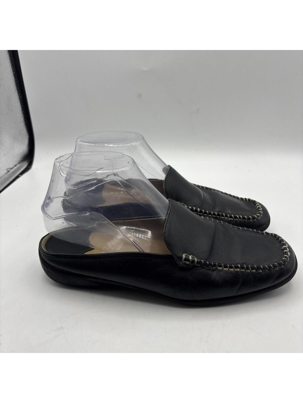 Glacee Women Mule Shoes Size 7M Black  Leather Square Toe Slip On Loafers